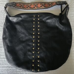 EUC Roxy Black Faux Leather Studded Women's Hobo Bag
